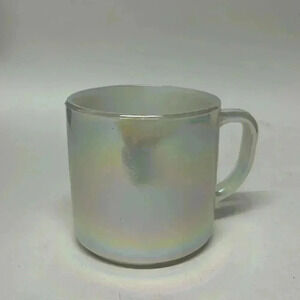Vintage rainbow, heat proof, coffee mug, vintage  federal glass moon glow